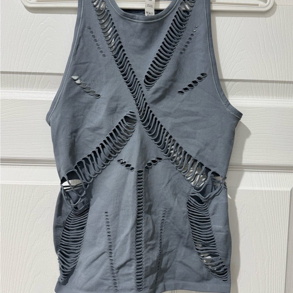 ALO Yoga Distressed Gray Tank Top